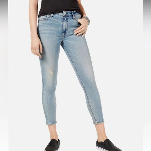 Hudson Jeans Barbra High Waist Cropped Metal Studded Accent Jeans Size 29 - Picture 9 of 9